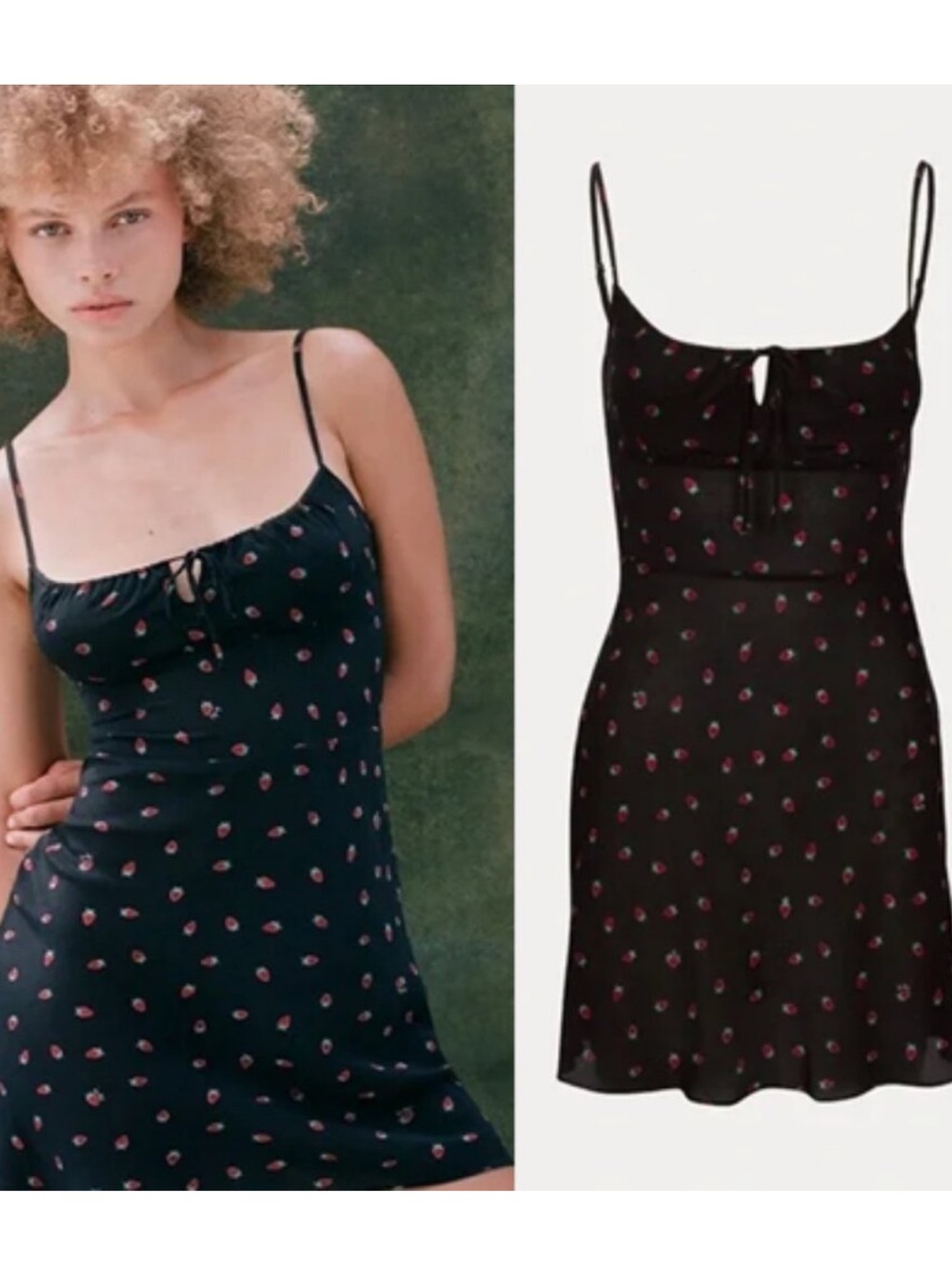 Realisation Par Inez Black Strawberry Mini Dress
